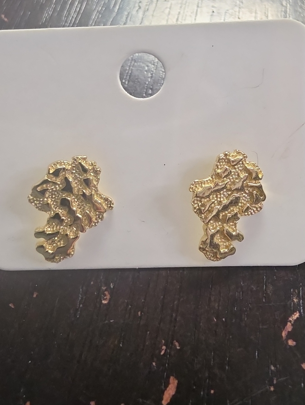 Gold Textured Abstract Stud Earrings - Women Jewelry